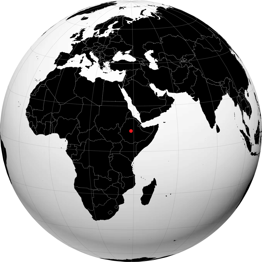 أديس أبابا على الكرة الأرضية