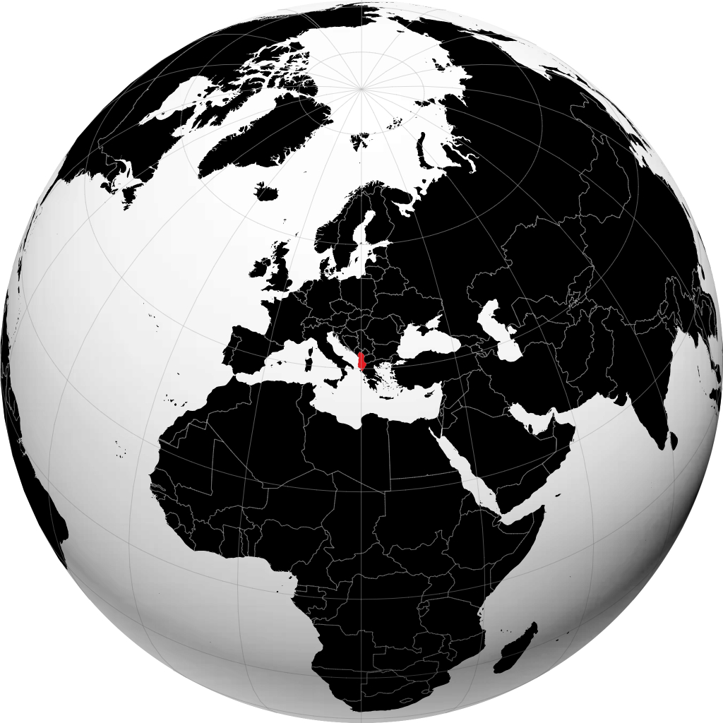 ألبانيا على الكرة الأرضية