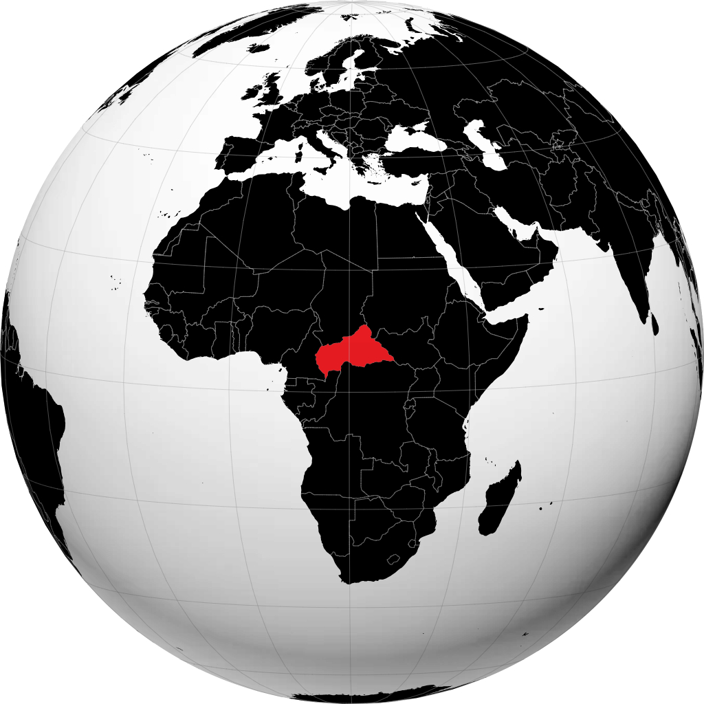 جمهورية أفريقيا الوسطى على الكرة الأرضية