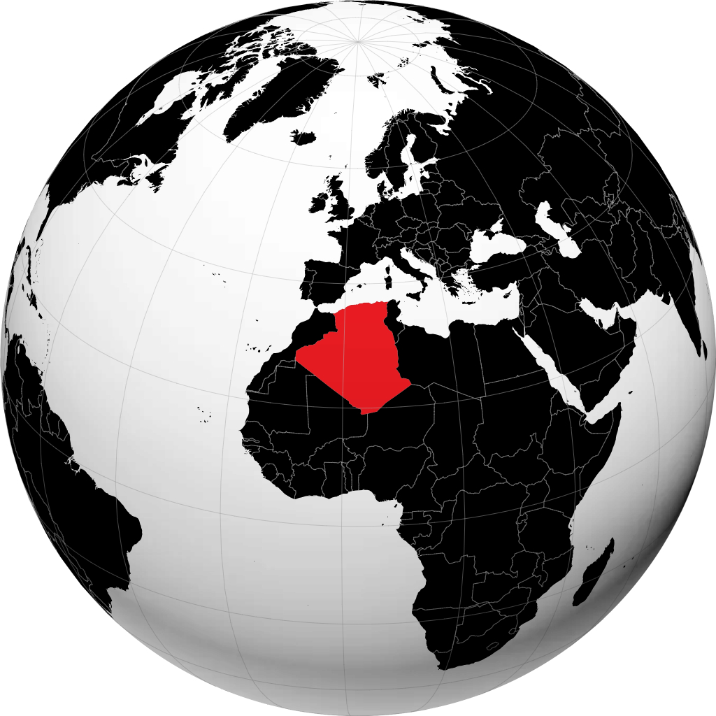 الجزائر على الكرة الأرضية