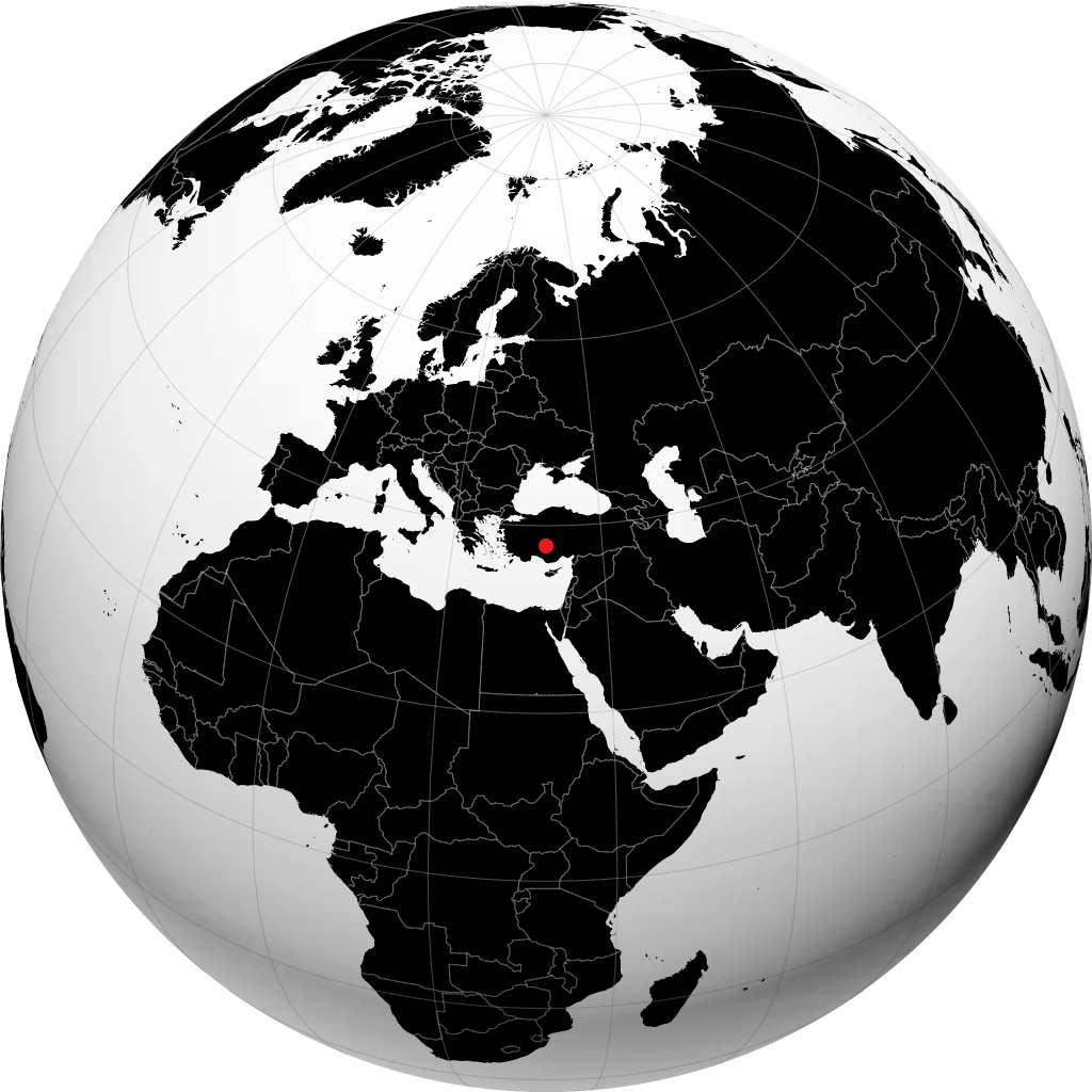 قونية على الكرة الأرضية