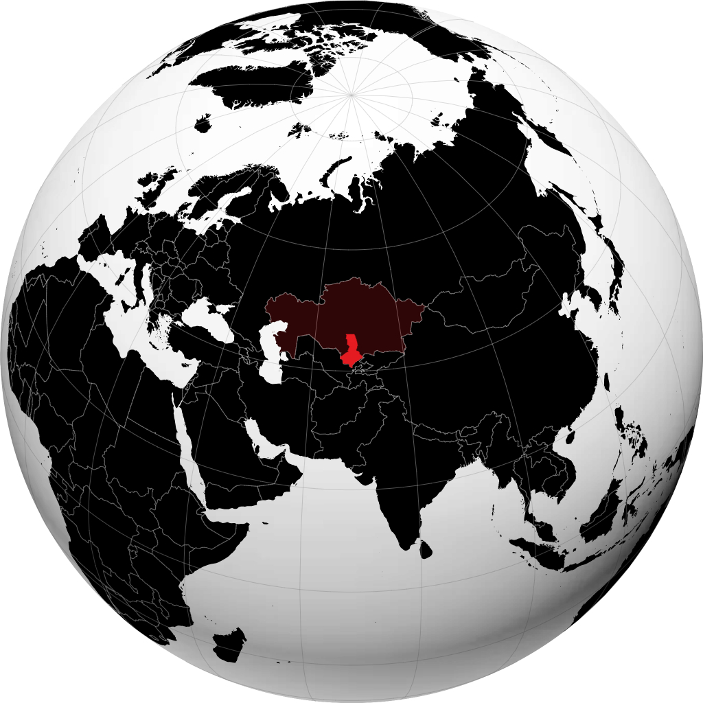 منطقة جنوب كازاخستان على الكرة الأرضية