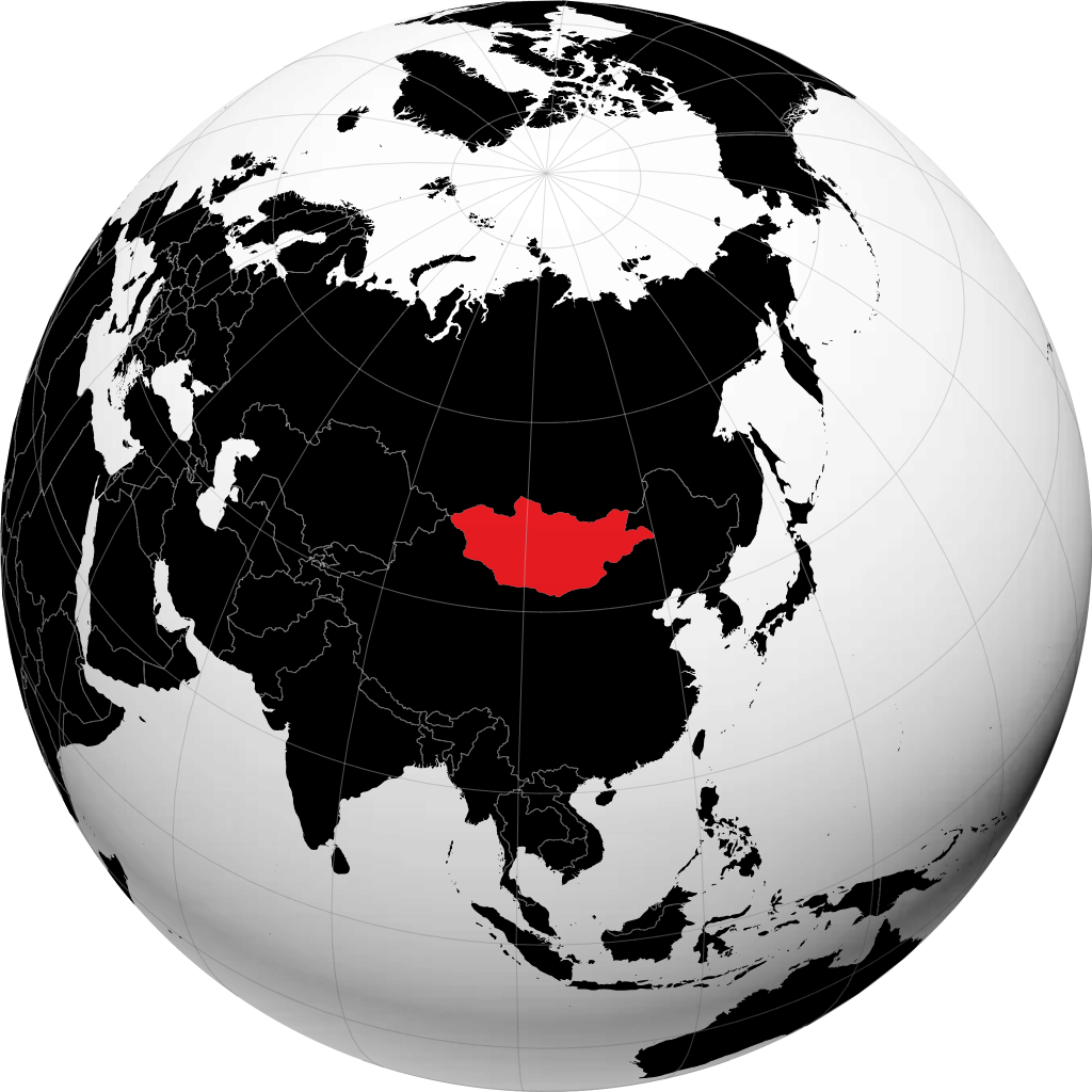 منغوليا على الكرة الأرضية