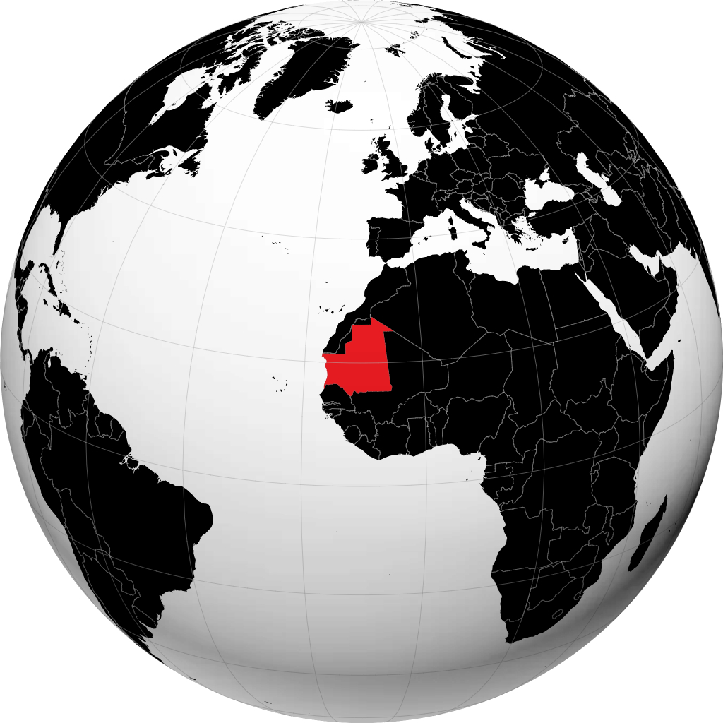 موريتانيا على الكرة الأرضية