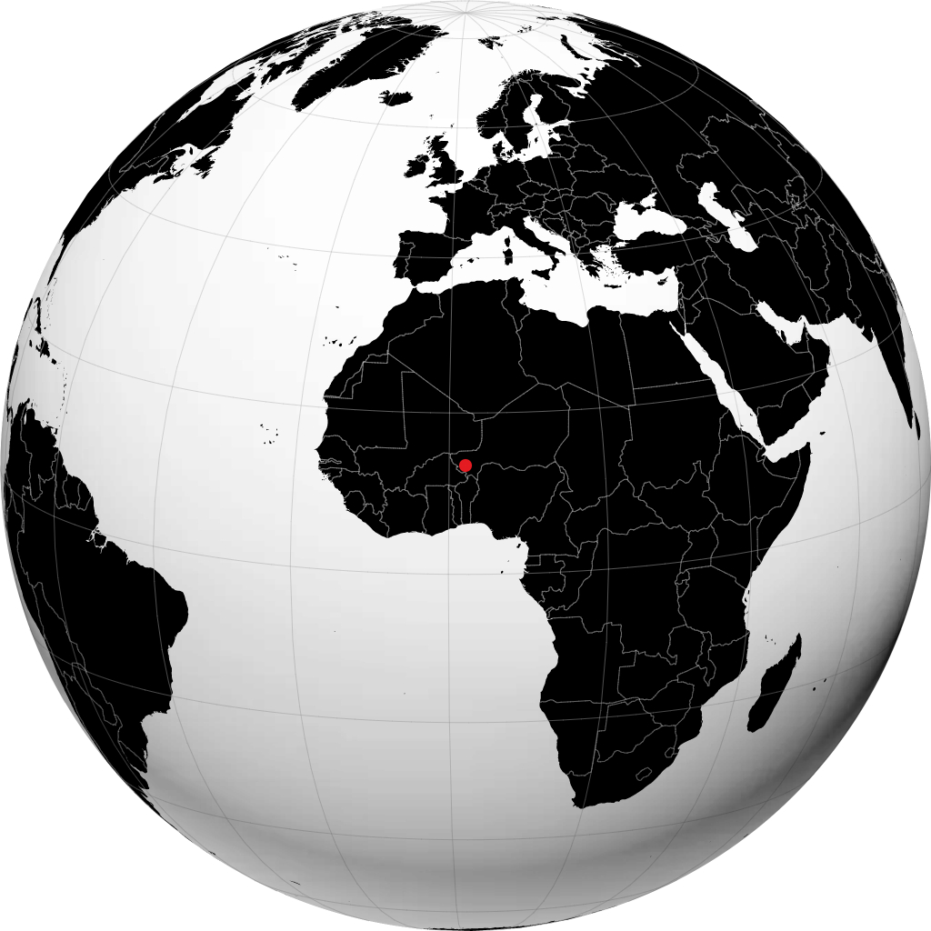 نيامي على الكرة الأرضية