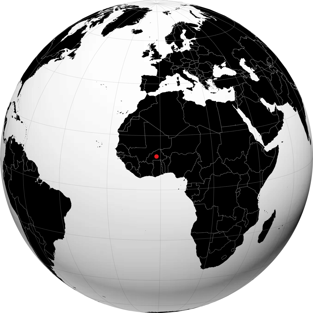 واغادوغو على الكرة الأرضية