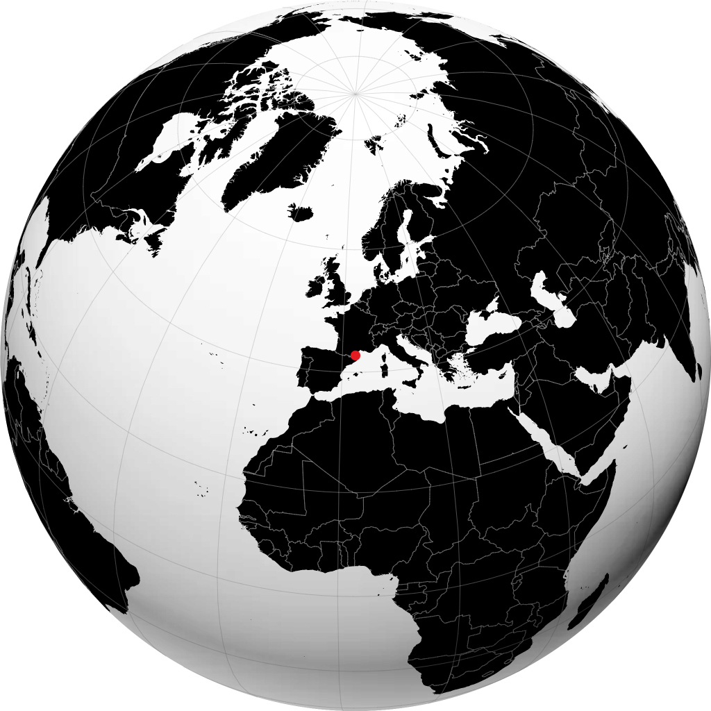 بيربينيا على الكرة الأرضية