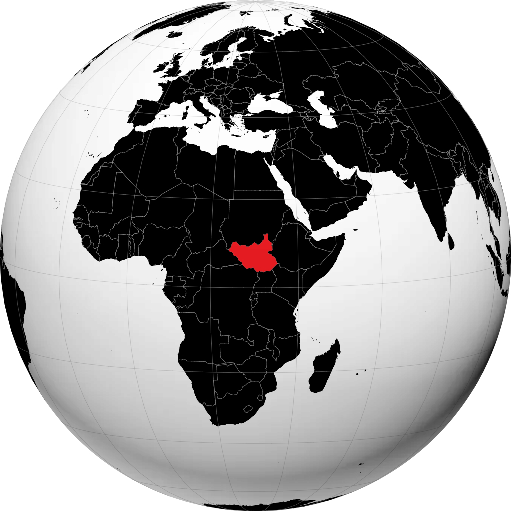 جنوب السودان على الكرة الأرضية